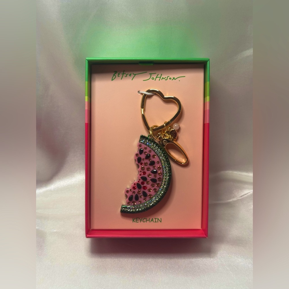 NIB Betsey Johnson Watermelon Slice Bag Charm Key Chain